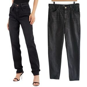 Express Relaxed Tapered Jeans 10 Long Mid Rise Washed Black Pleated 35” Inseam